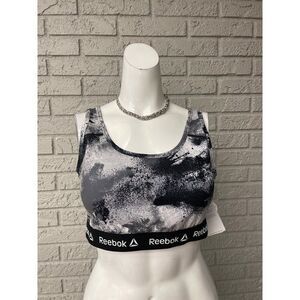 Reebok Women Gray Medium Support Sport Bra Size L NWT